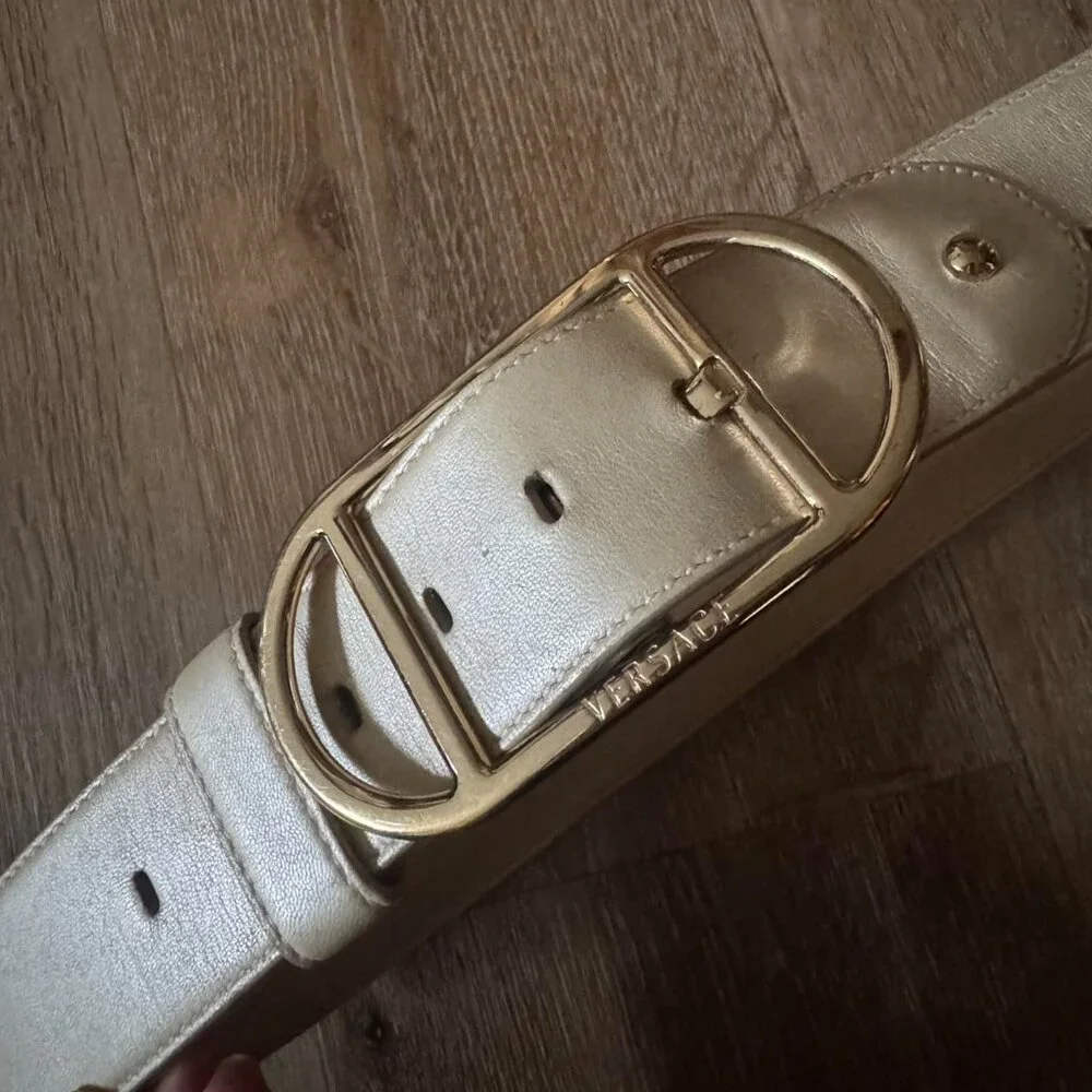 Versace Cream off white big Buckle Belt size 80/32 made in Italy‎